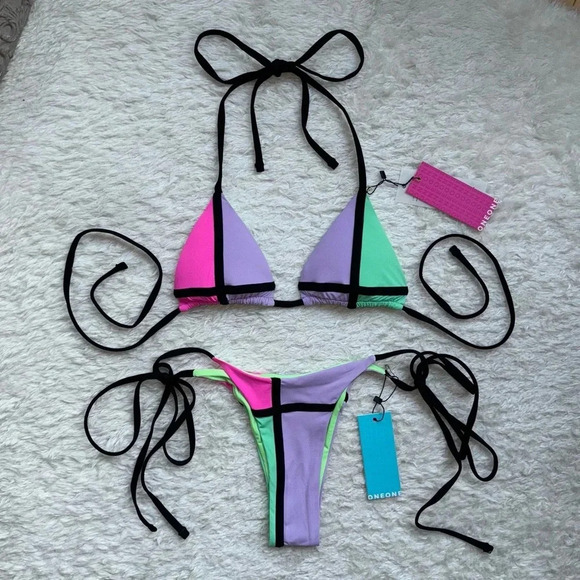 OneOne Swimwear Other - NWT OneOne Swimwear SET Bikini New Cute Tokyo Yaira Katia Triangle Colorblock